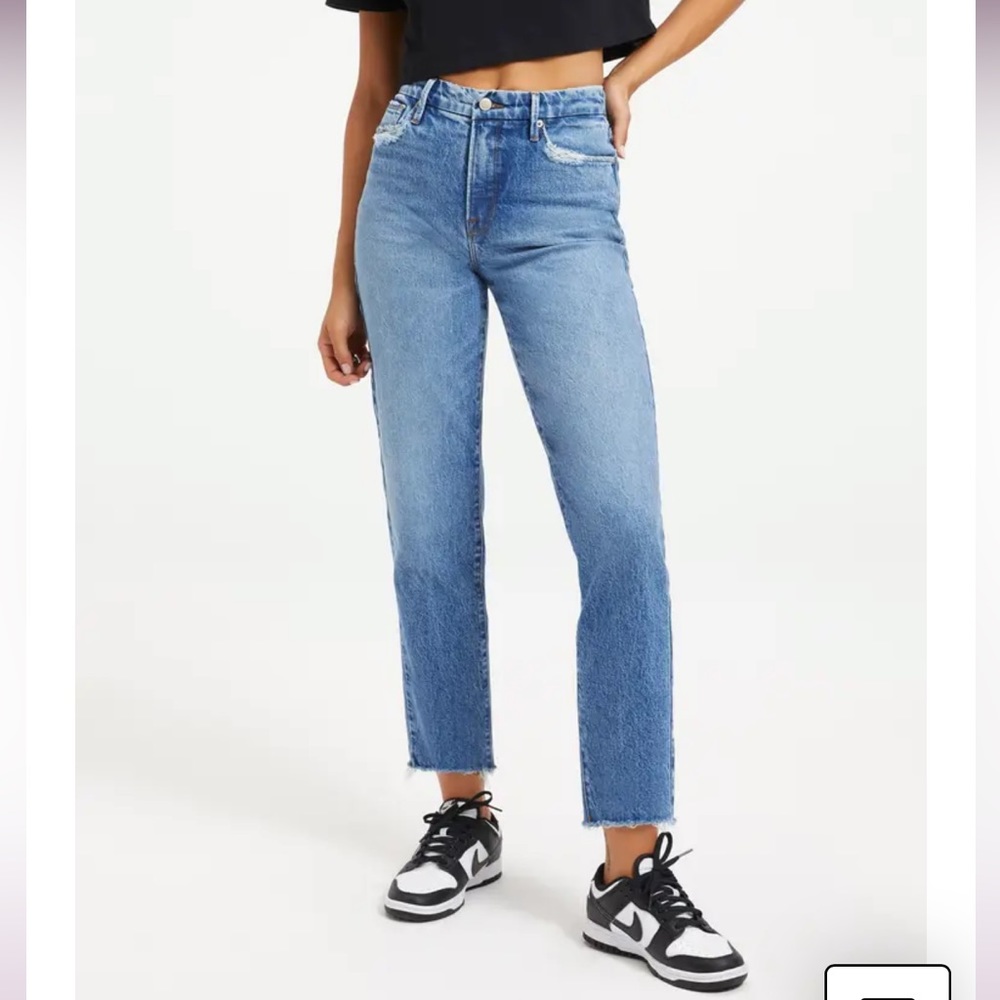 NWOT Good American vintage straight distressed jeans